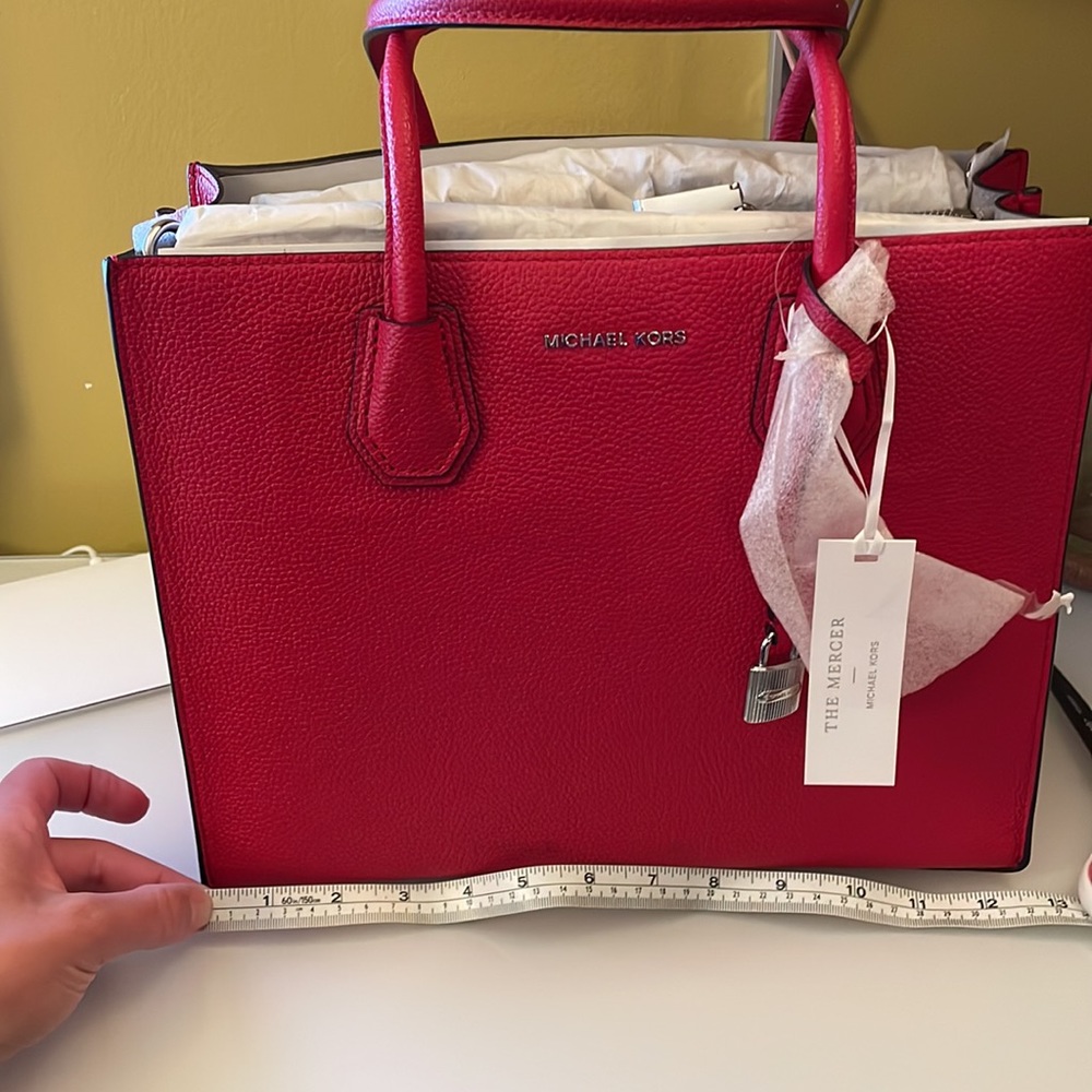 Michael Kors red Mercer hand bag purse satchel - Picture 11 of 12